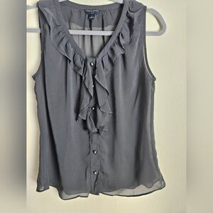 Banana Republic Charcoal Ruffled Blouse